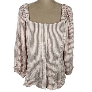 Cabi Womens Top Sz XL Boho On/Off Shoulder Puff Sleeves Peasant Spring Summer